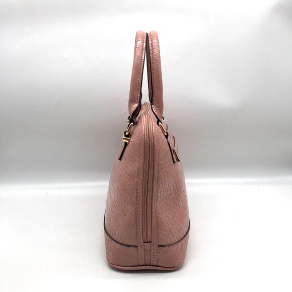 Giani Bernini Dusty Pink Croc Embossed Faux Leather Dome Satchel - Picture 3 of 10